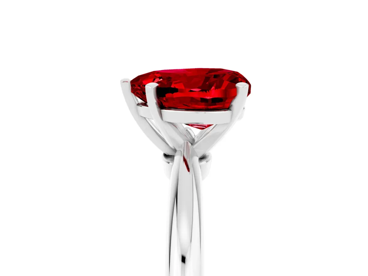 Heart Cut Ruby Solitaire Ring with Six-Prong Setting and Classic Band White gold