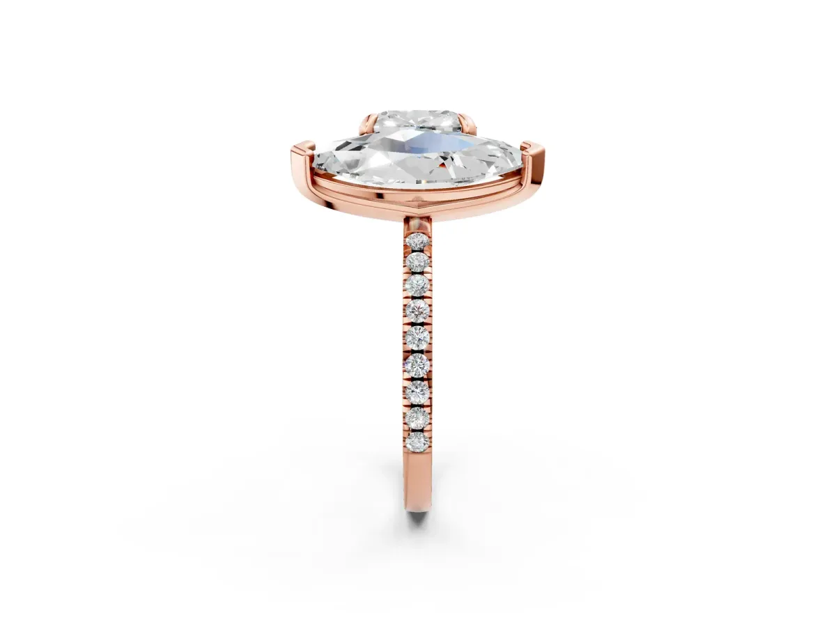 Cushion and Marquise Toi Moi Ring with Prong Setting and Pave Band Rose gold