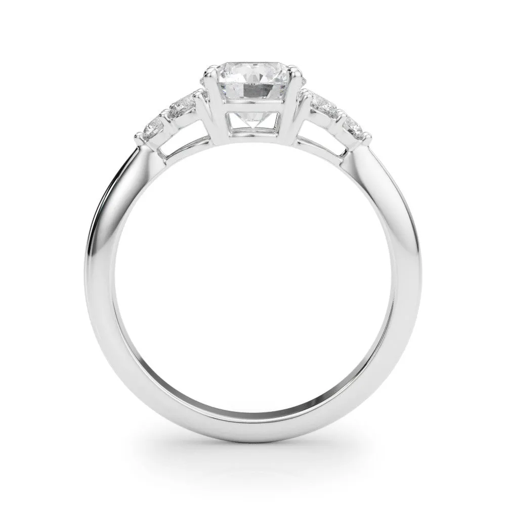 Radiant Cut Brilliant Diamond Cluster Accent Solitaire Ring with Prong Setting Platinum