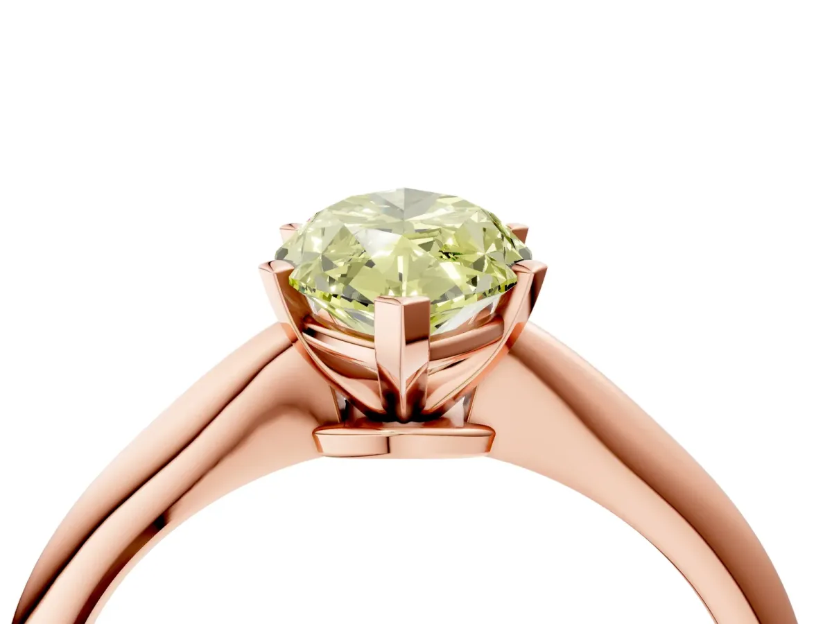 Fancy Yellow Marquise Cut Diamond Solitaire Engagement Ring with Classic Band and Four-Prong Setting Rose gold