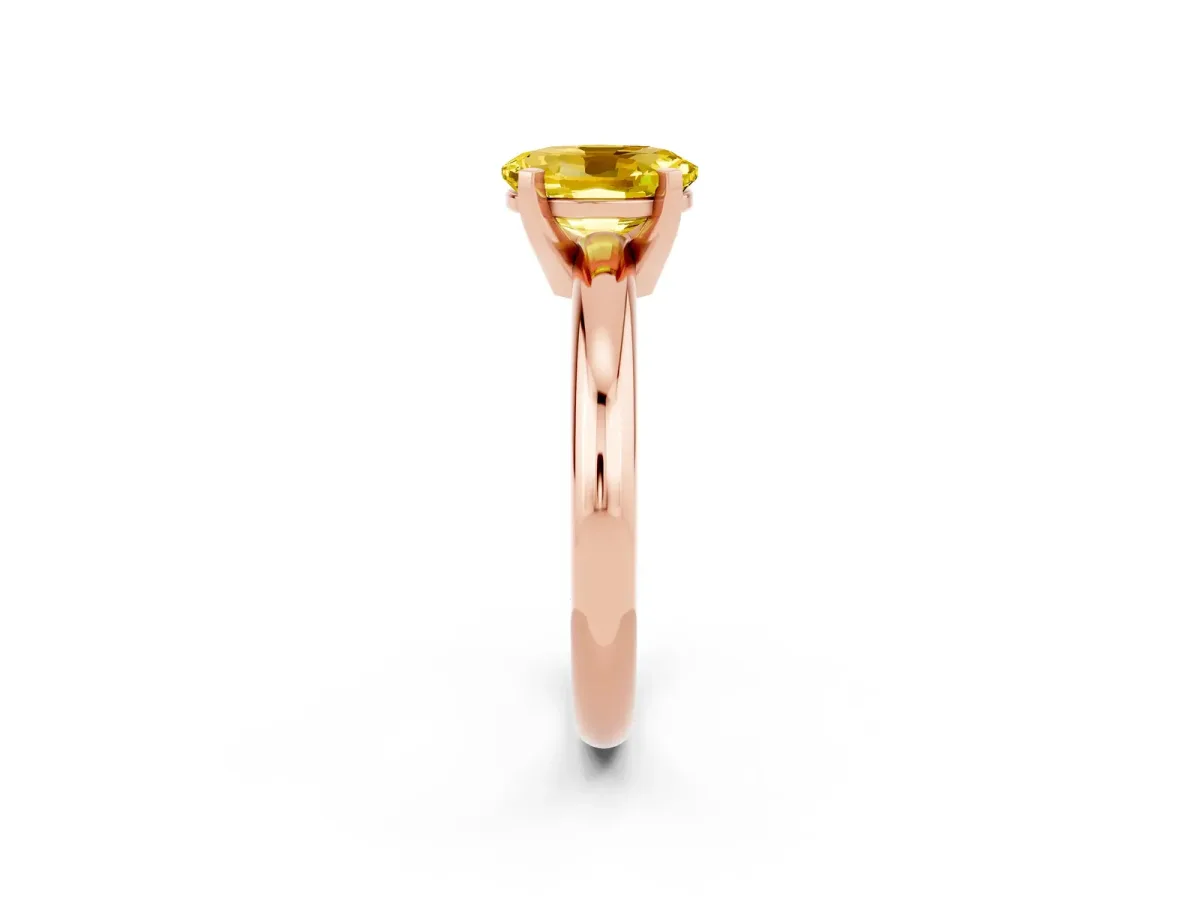 Oval Cut Yellow Sapphire Solitaire Engagement Ring with Round Band and Four-Prong Setting Rose gold