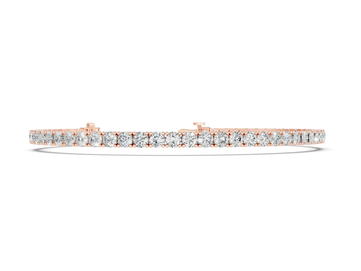 Round Diamond Tennis Bracelet with Prong Setting in White Gold Rose gold