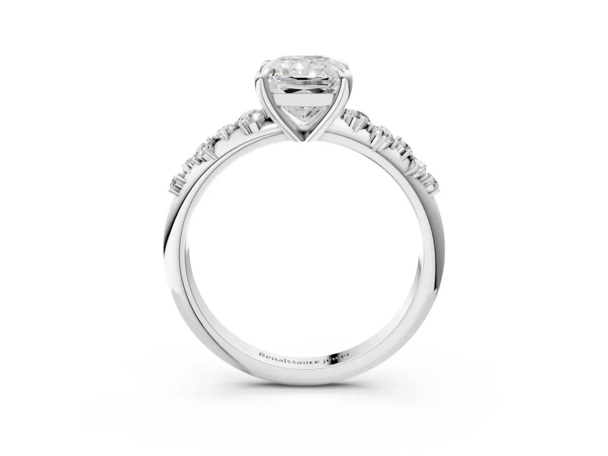 Radiant Cut Cut Diamond Vine Band with Four-Prong Setting Platinum