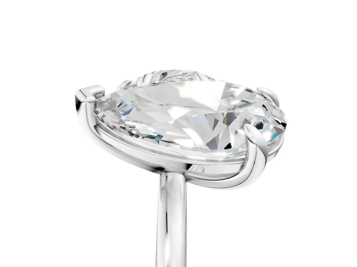 Round Cut and pear toi moi ring White gold