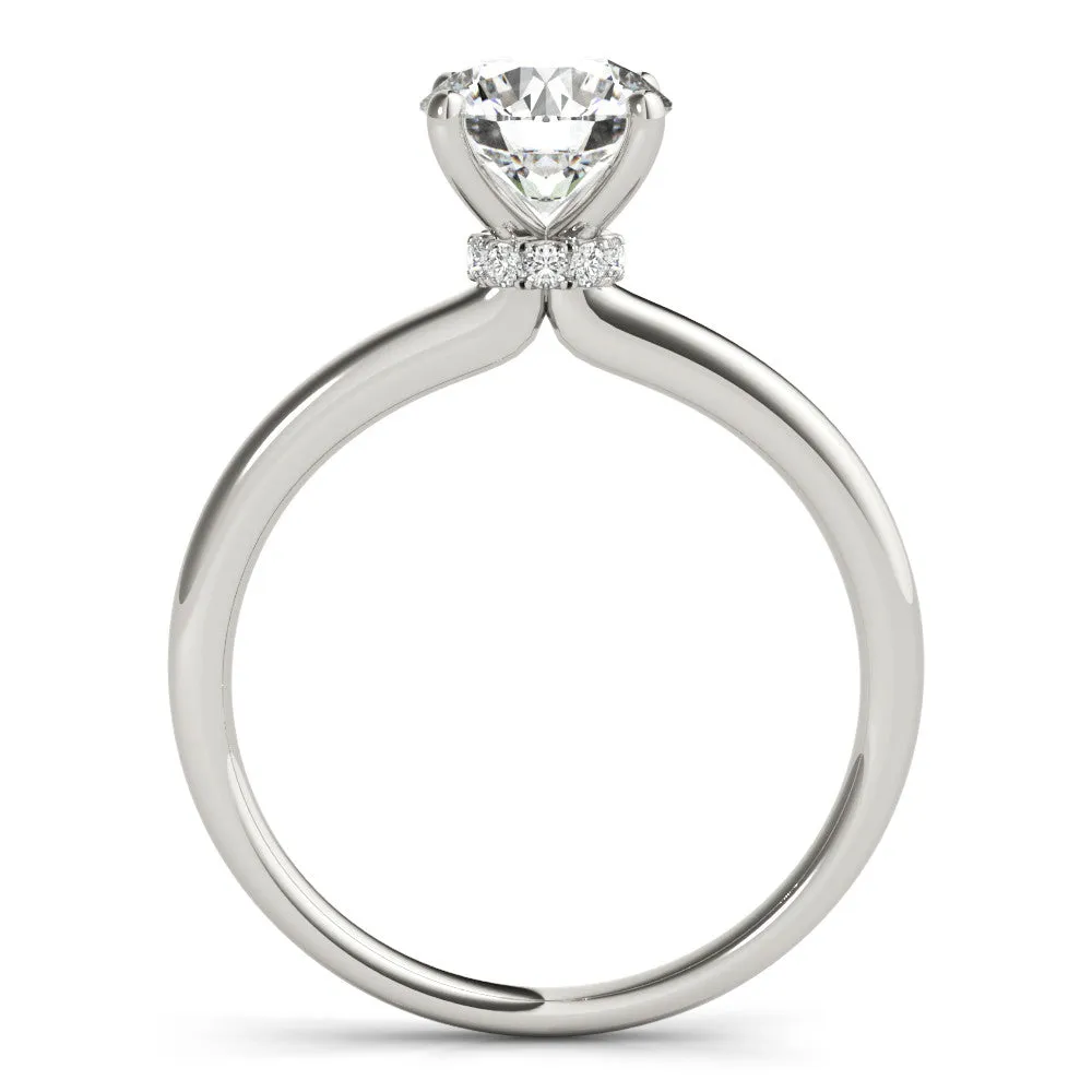 Round Cut Diamond Solitaire Ring with Classic Band and Four-Prong Setting Platinum