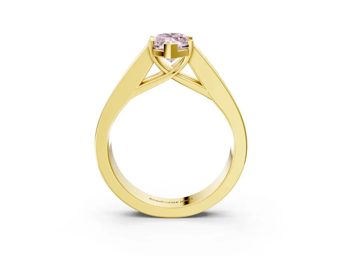 Fancy Pink Marquise Cut Cut Channel Set Solitaire Ring with Four-Prong Setting Yellow gold