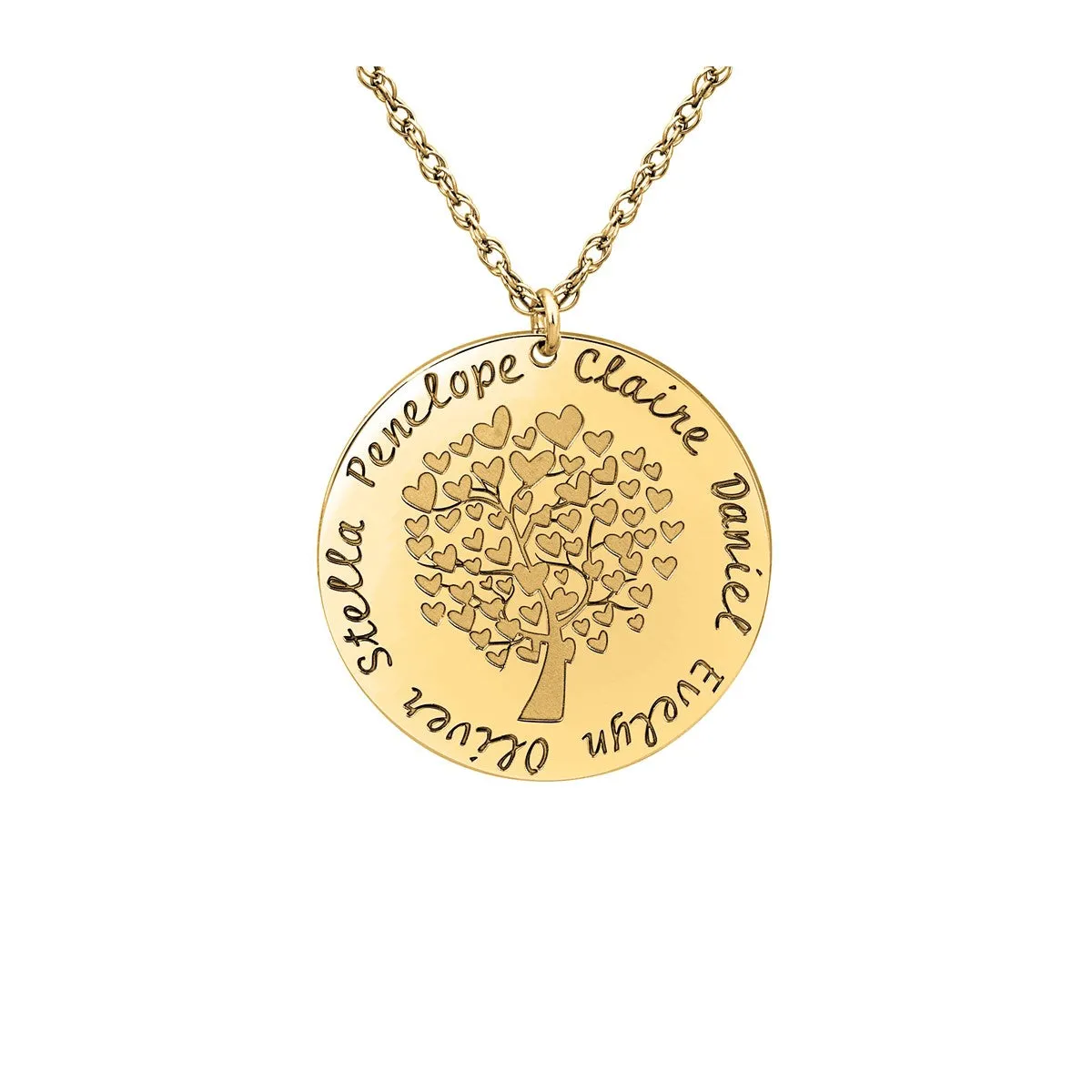 Gold and Silver Family Tree Pendant with Heart Motif White gold