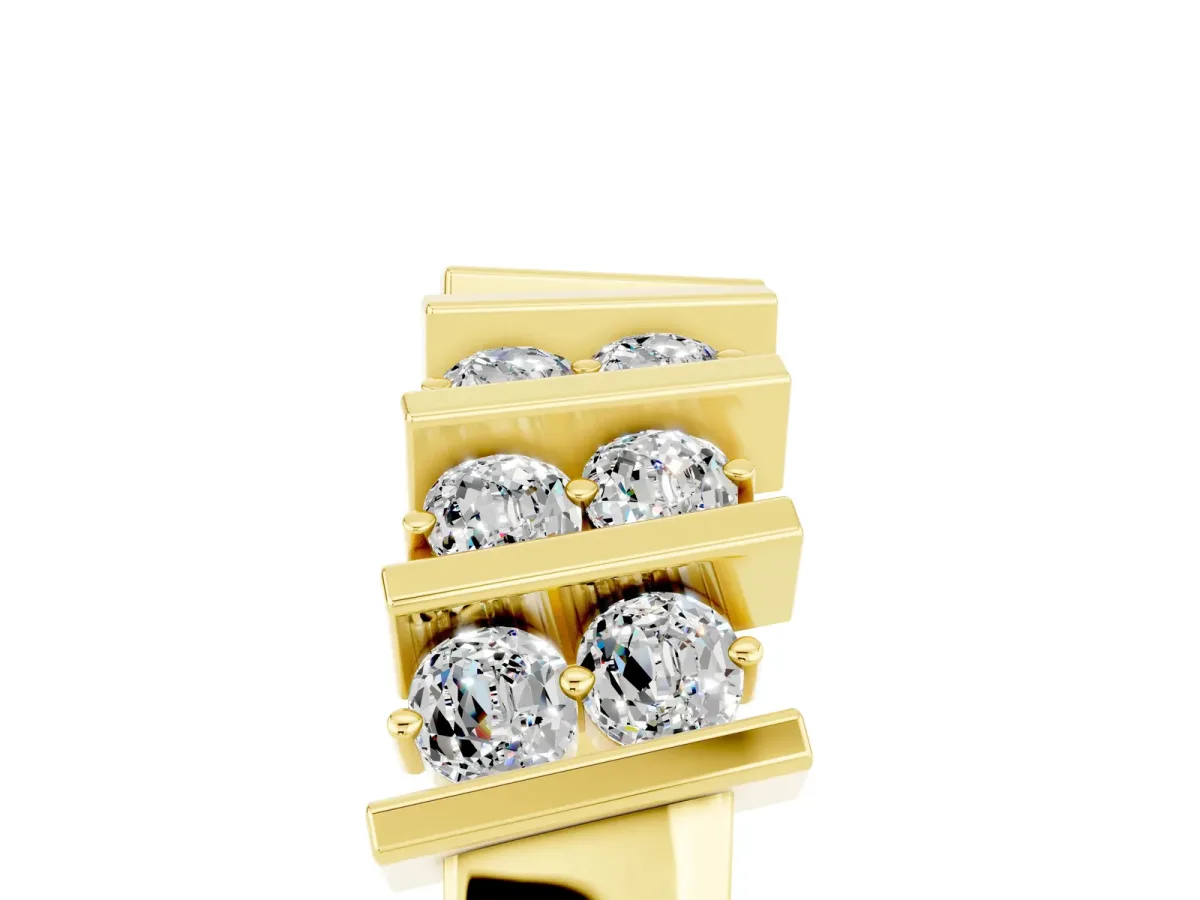 Channel Set Round Moissanite Anniversary Band with Vertical Prongs Yellow gold