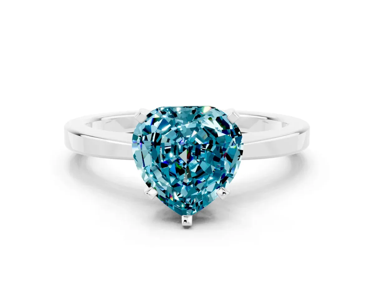 Heart Cut Blue Topaz Solitaire Engagement Ring with Classic Band and Four-Prong Setting White gold
