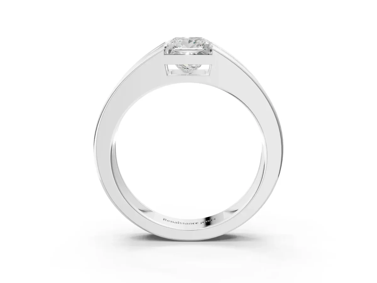 Princess Diamond Channel Set Mens Ring White gold