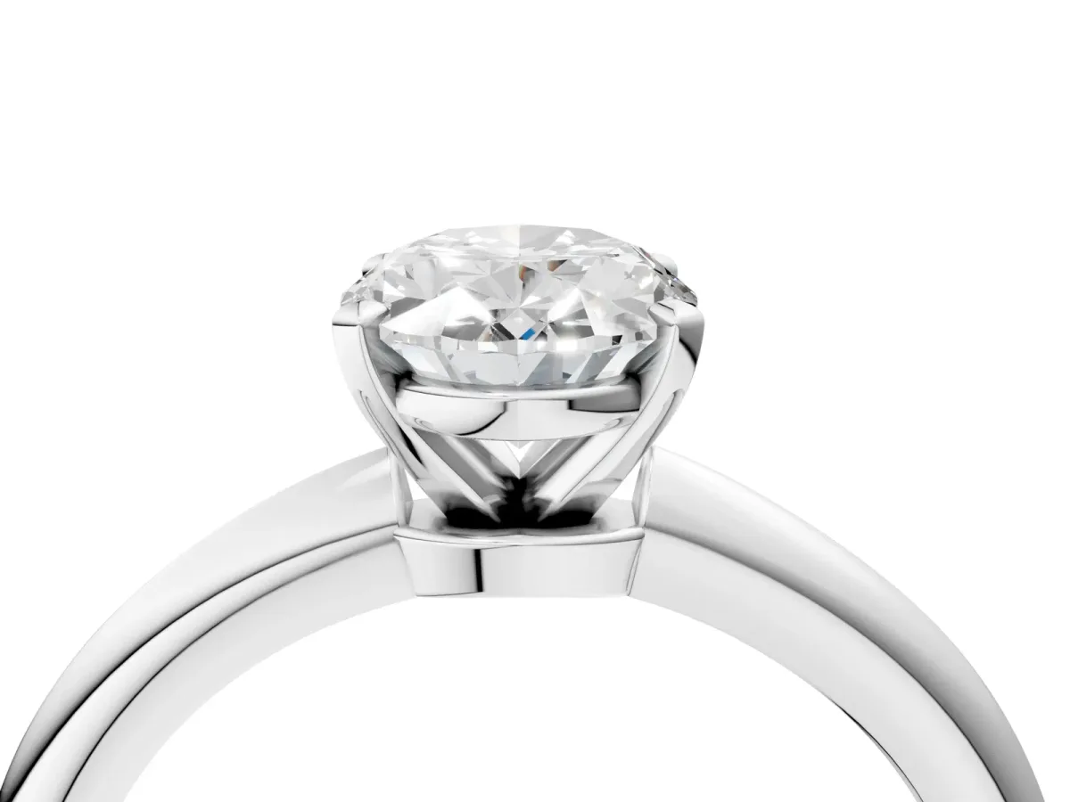 Oval Cut Diamond Solitaire Ring with Six-Prong Setting and Classic Band Silver