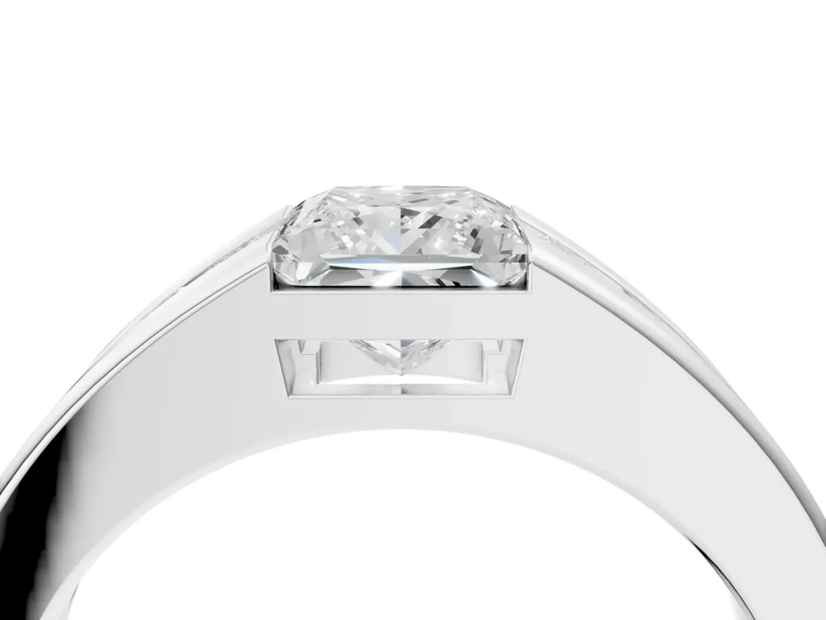 Princess Diamond Channel Set Mens Ring White gold