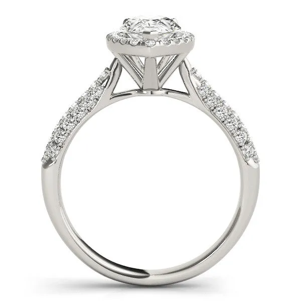 Asscher Cut Halo Diamond Ring with Pavé Band Platinum