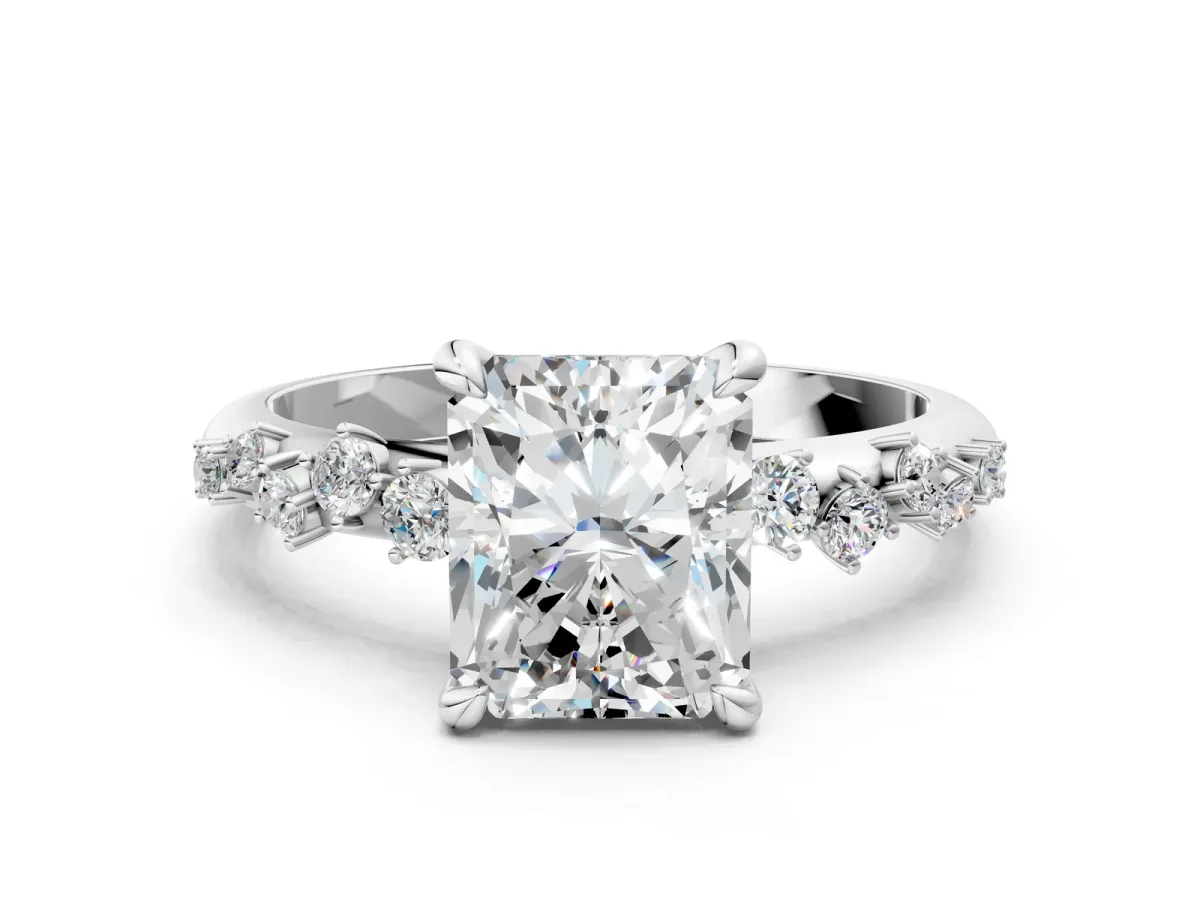 Radiant Cut Cut Diamond Vine Band with Four-Prong Setting Platinum