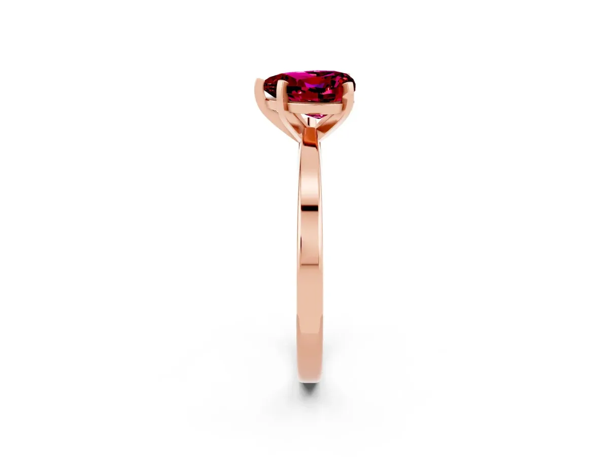 Heart Cut Garnet Solitaire Engagement Ring with Classic Band and Four-Prong Setting Rose gold