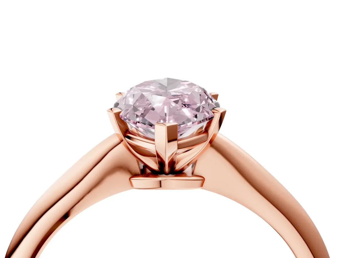 Fancy Pink Marquise Cut Diamond Solitaire Engagement Ring with Classic Band and Four-Prong Setting Rose gold