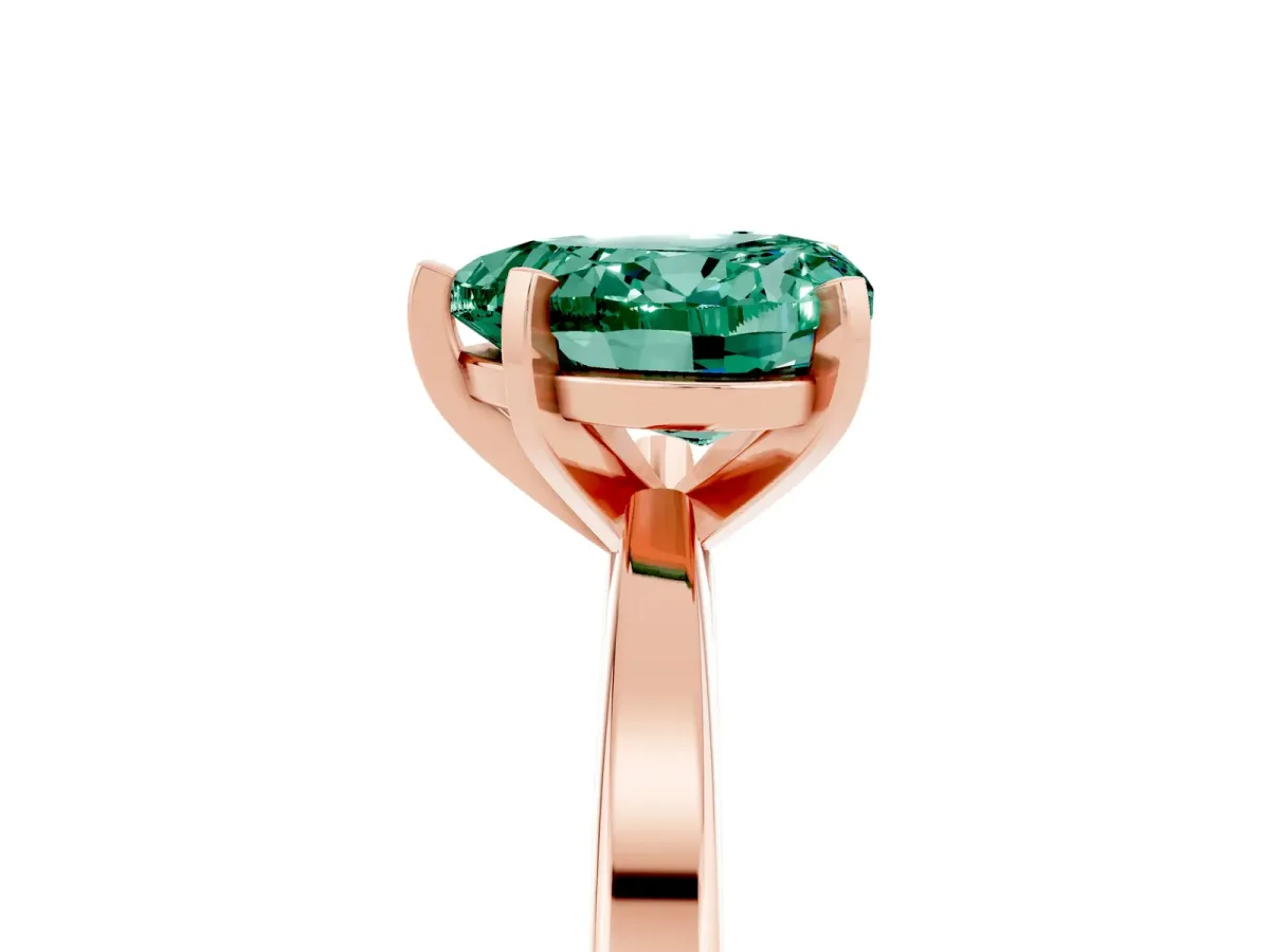 Heart Cut Green Sapphire Solitaire Engagement Ring with Classic Band and Four-Prong Setting Rose gold