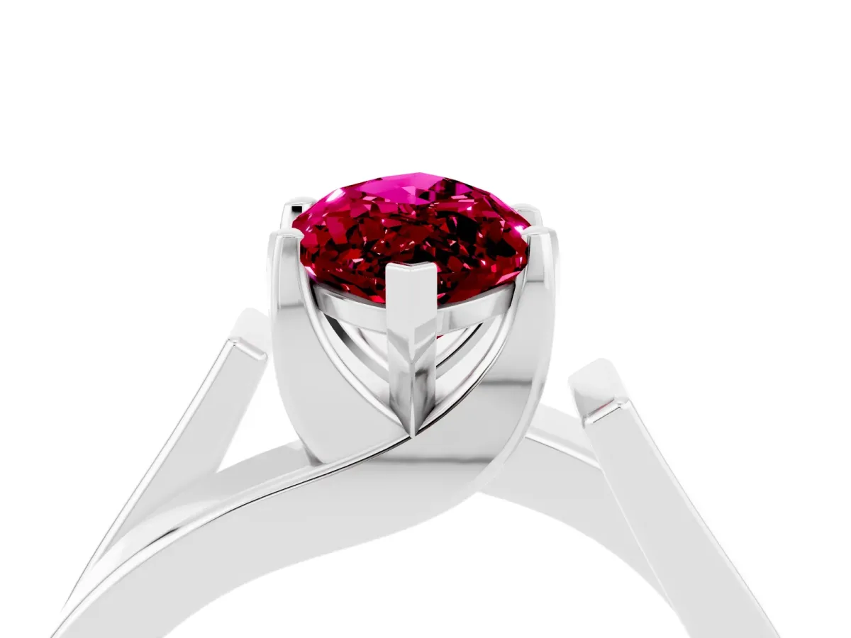 Modern Tension Set Marquise Cut Garnet Solitaire Wide Band Ring Silver