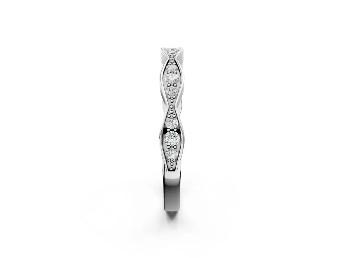 Round Diamond Scalloped Pavé Eternity Band White gold