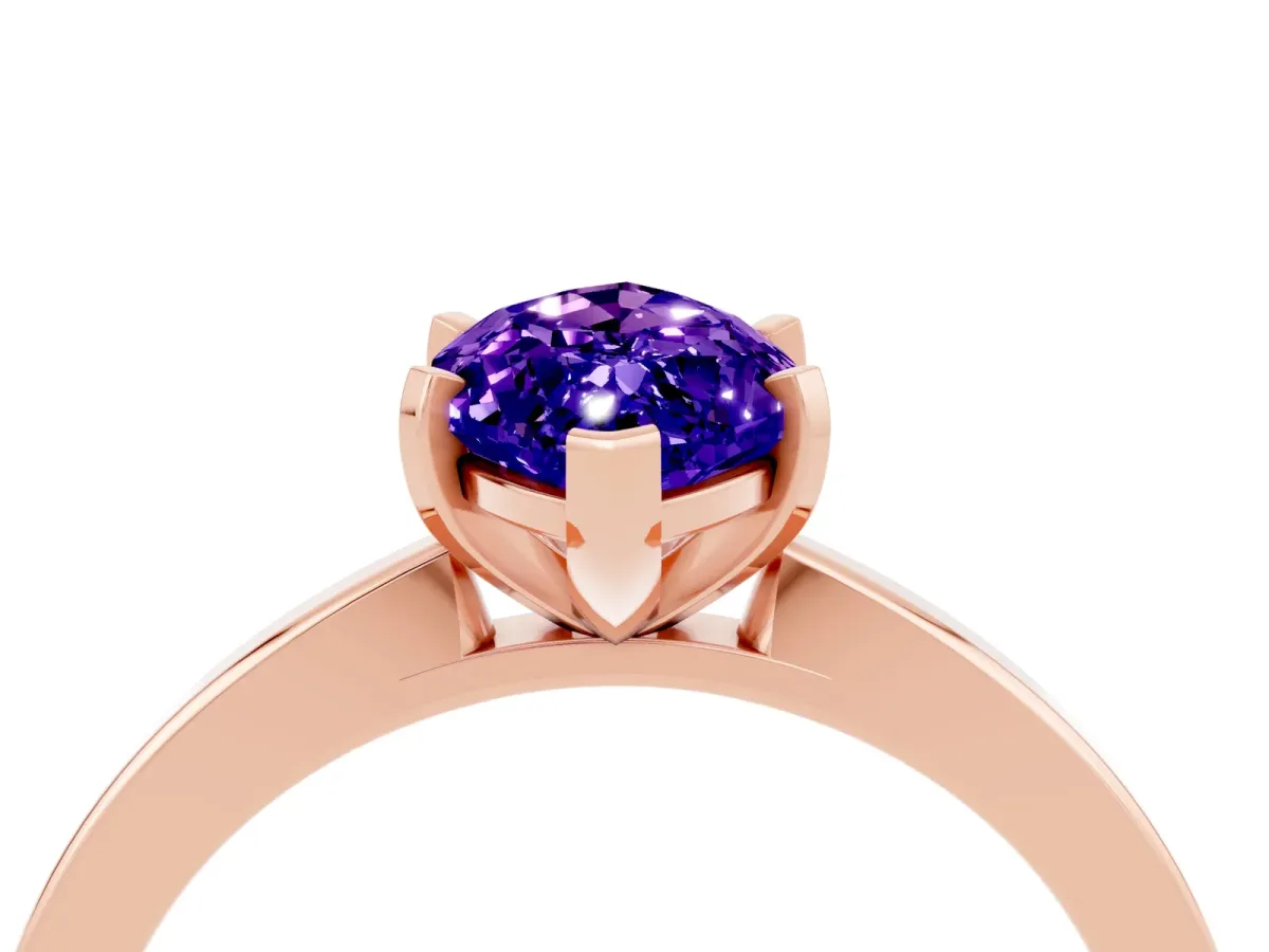 Marquise Cut Tanzanite Solitaire Engagement Ring with Classic Band and Four-Prong Setting Rose gold
