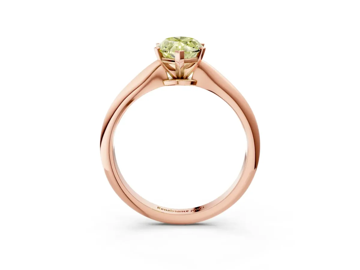 Fancy Yellow Marquise Cut Diamond Solitaire Engagement Ring with Classic Band and Four-Prong Setting Rose gold