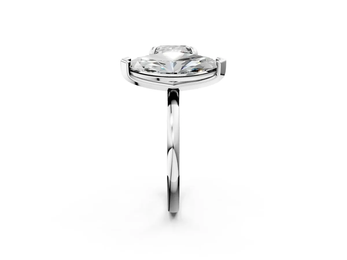 Cushion and Marquise Toi Moi Ring with Prong Setting and Plain Band Platinum