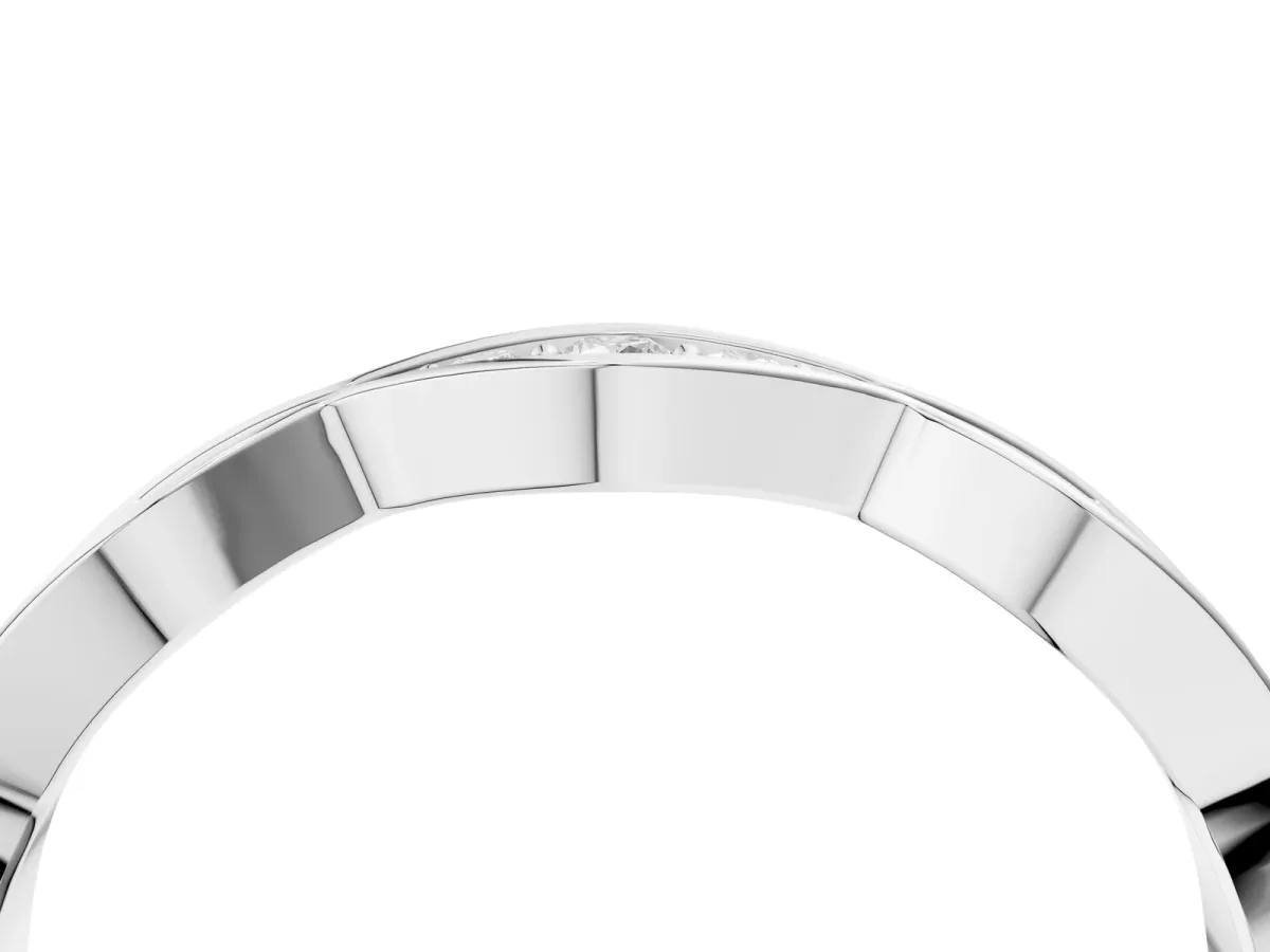 Round Diamond Scalloped Pavé Eternity Band White gold