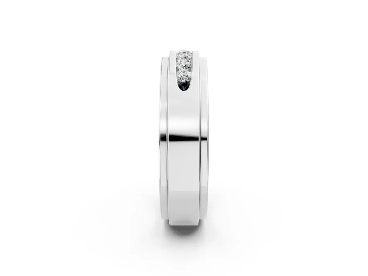 Round Diamond Seven-Stone Channel Set Mens Band White gold
