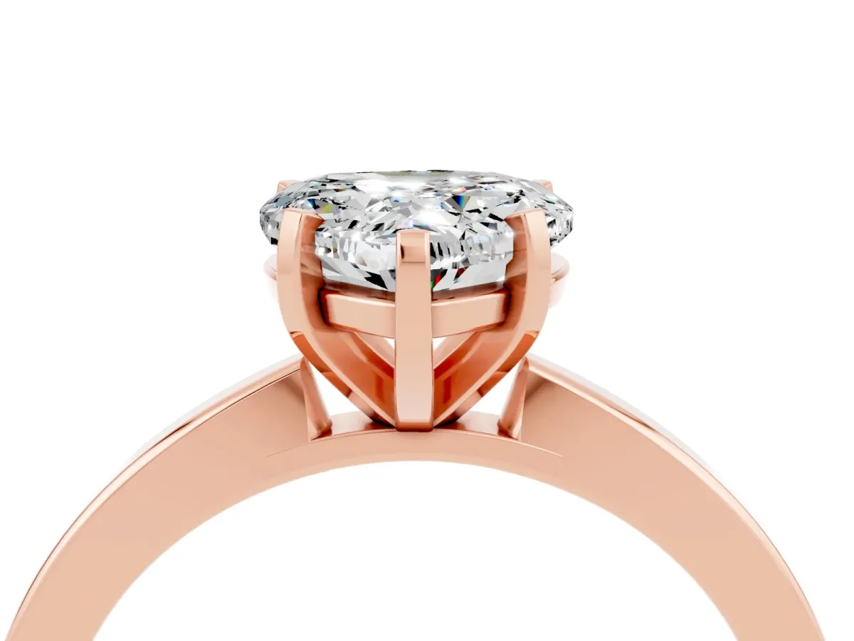 Heart Cut Moissanite Solitaire Engagement Ring with Classic Band and Four-Prong Setting Rose gold
