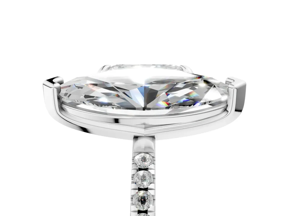 Radiant and Marquise Toi Moi Ring with Prong Setting and Pave Band White gold
