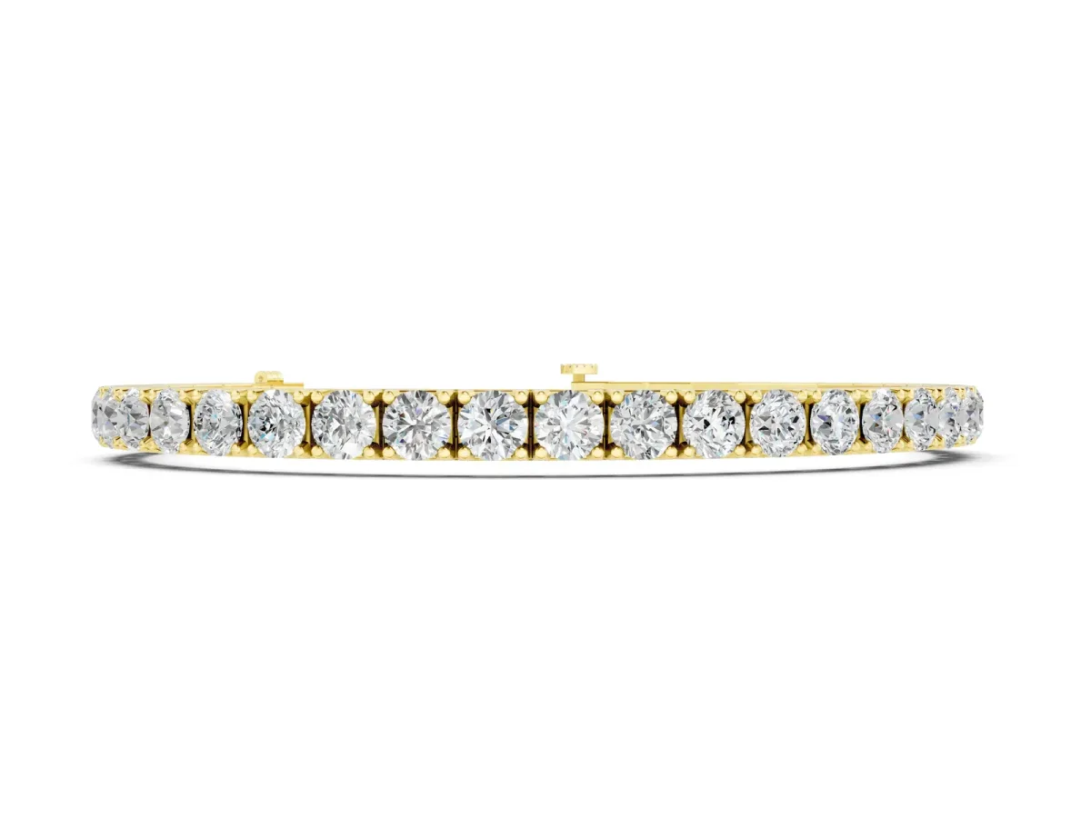 Round Cut Diamond Tennis Bracelet with Box Clasp and Four-Prong Setting Yellow gold