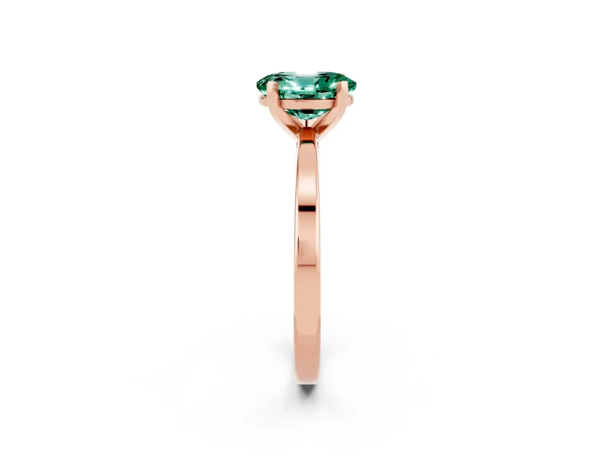 Oval Cut Green Sapphire Solitaire Engagement Ring with Classic Band and Four-Prong Setting Rose gold