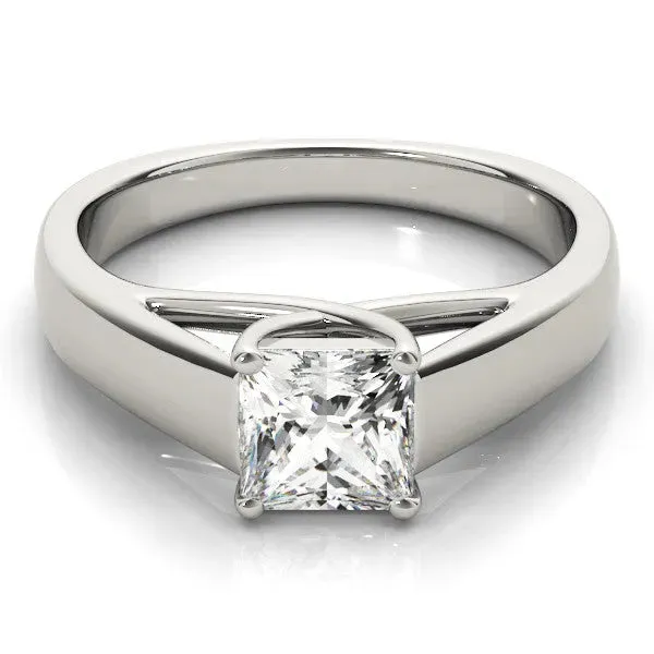 Princess Cut Cut Solitaire Engagement Ring with Cathedral Setting and Four-Prong Setting Silver