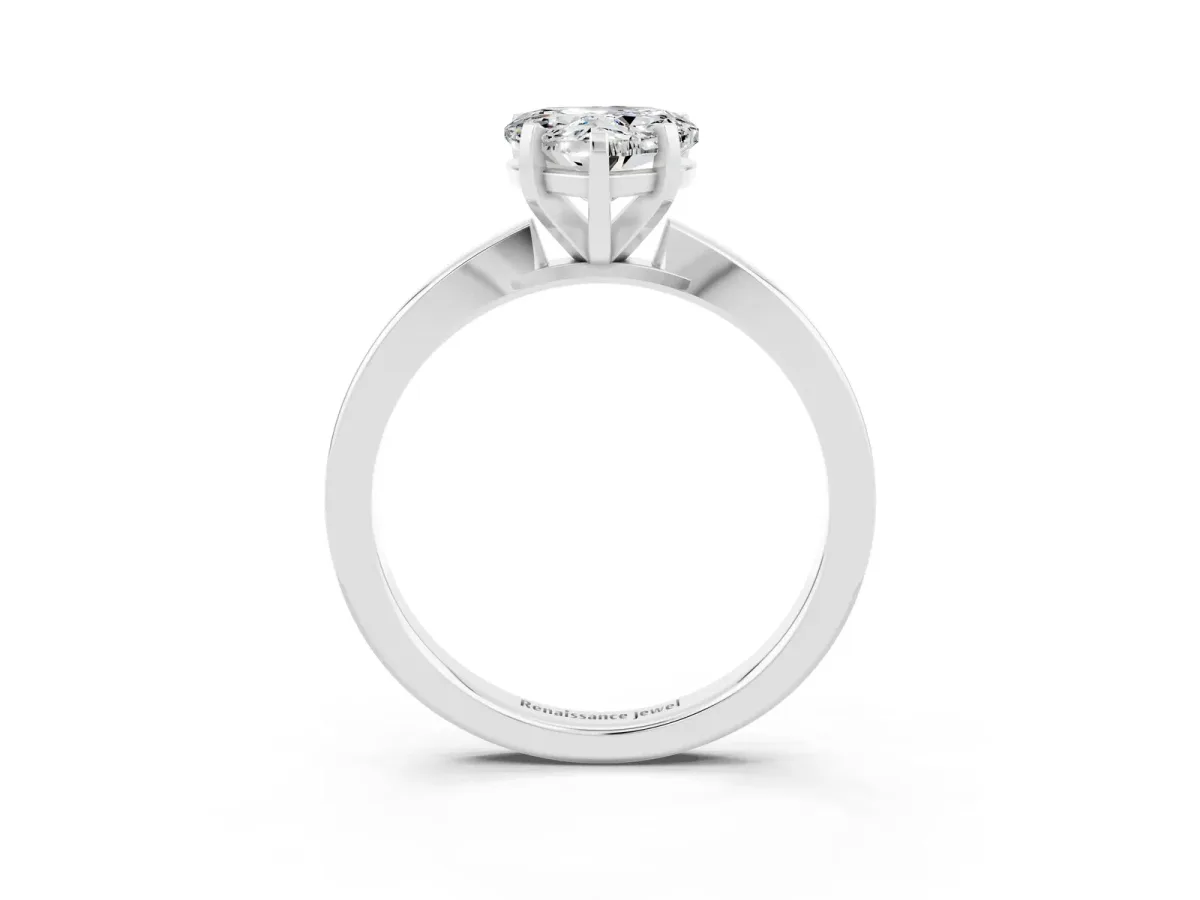 Heart Cut Moissanite Solitaire Engagement Ring with Classic Band and Four-Prong Setting White gold