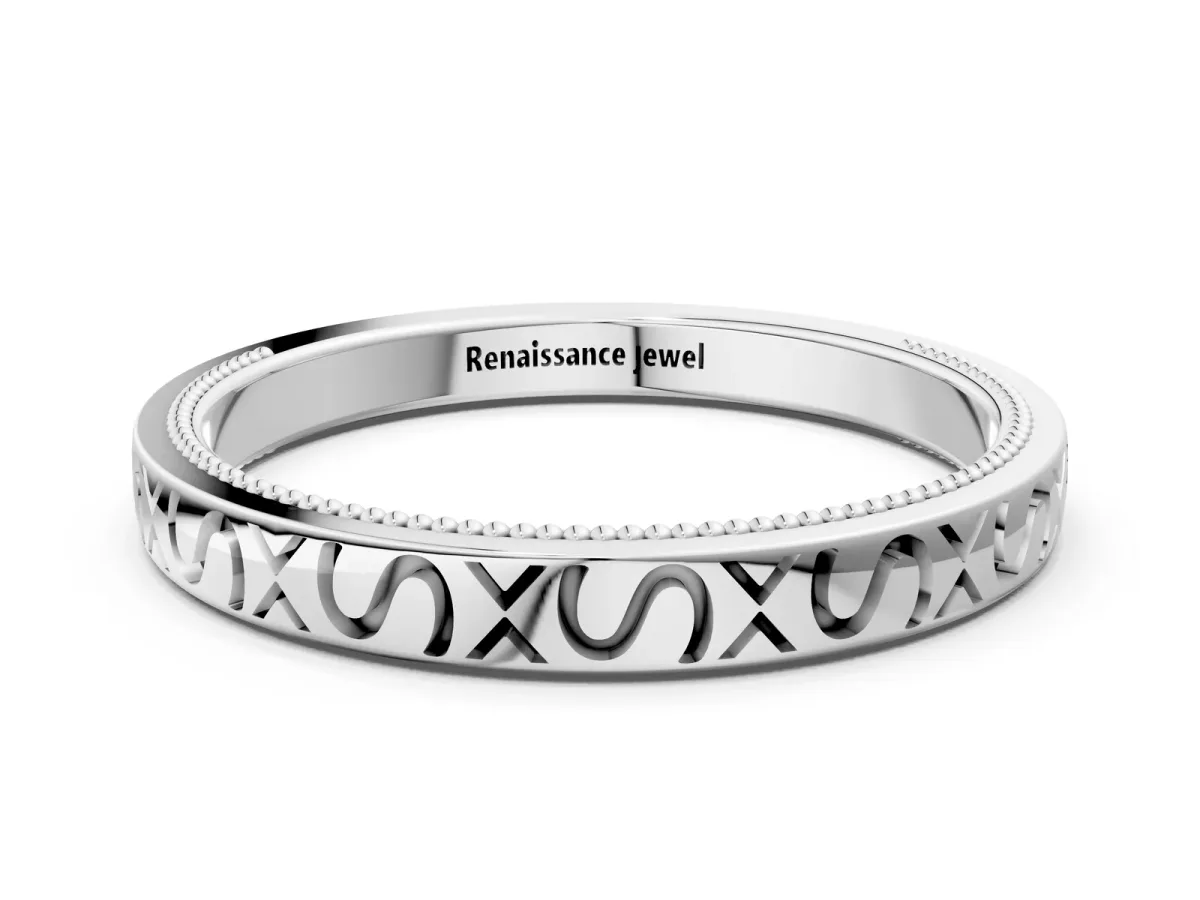 Vintage Engraved Milgrain Band Silver