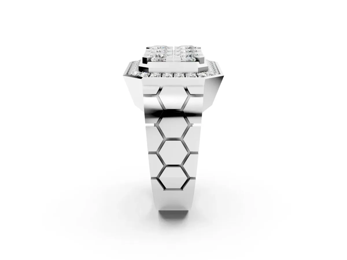 Round Diamond Cluster Halo Mens Ring Platinum