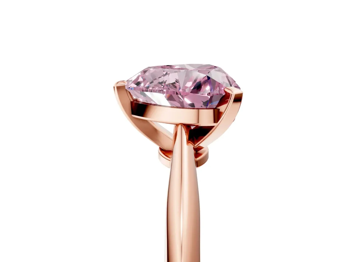 Fancy Pink Heart Cut Diamond Solitaire Engagement Ring with Classic Band and Four-Prong Setting Rose gold