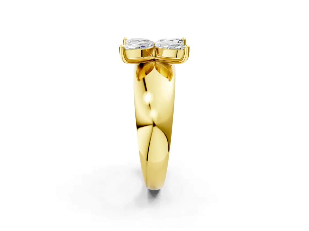 Marquise Diamond Floral Promise Ring Yellow gold