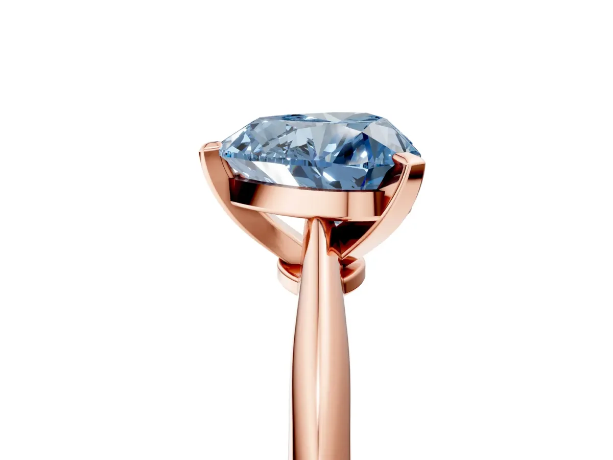 Fancy Blue Heart Cut Diamond Solitaire Engagement Ring with Classic Band and Four-Prong Setting Rose gold