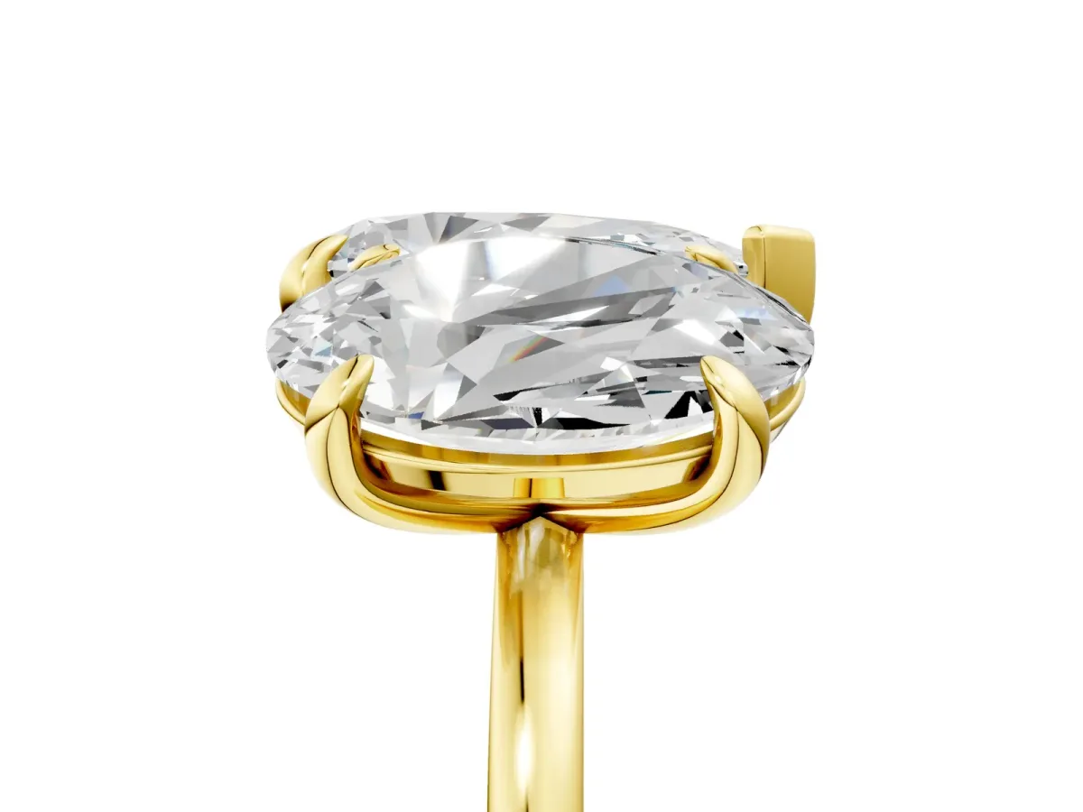 Oval and Pear Toi Moi Ring with Prong Setting and Plain Band Yellow gold