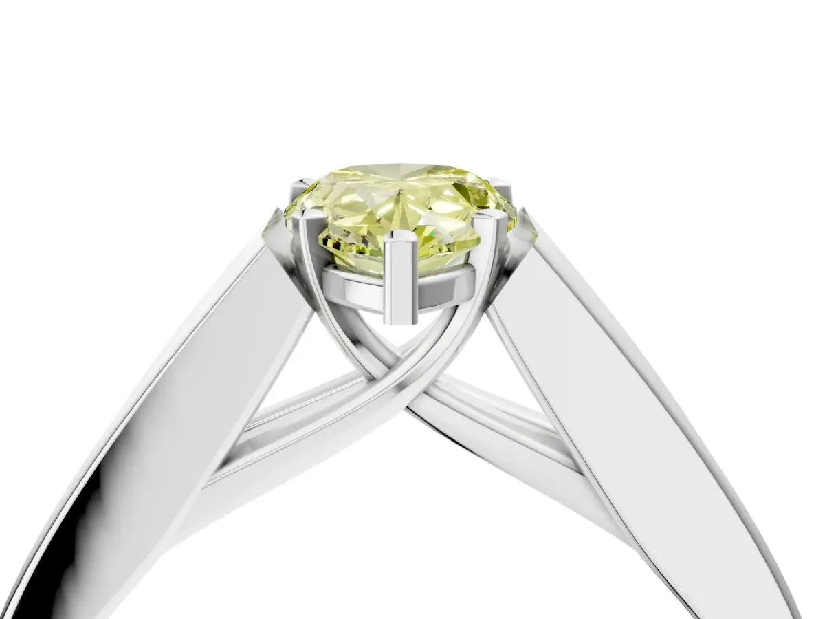 Fancy Yellow Pear Cut Cut Channel Set Solitaire Ring with Four-Prong Setting Platinum