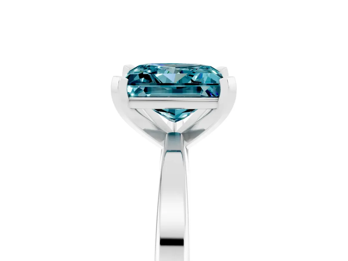 Princess Cut Blue Topaz Solitaire Engagement Ring with Classic Band and Four-Prong Setting White gold