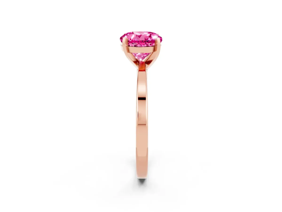 Round Cut Pink Sapphire Solitaire Engagement Ring with Classic Band and Four-Prong Setting Rose gold