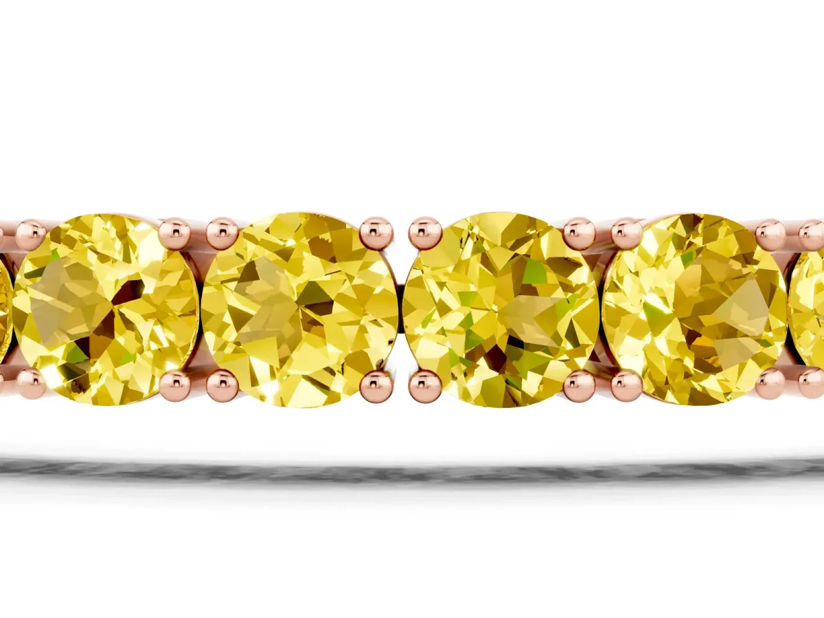 Round Brilliant Yellow Sapphire Tennis Bracelet with Prong Setting Rose gold