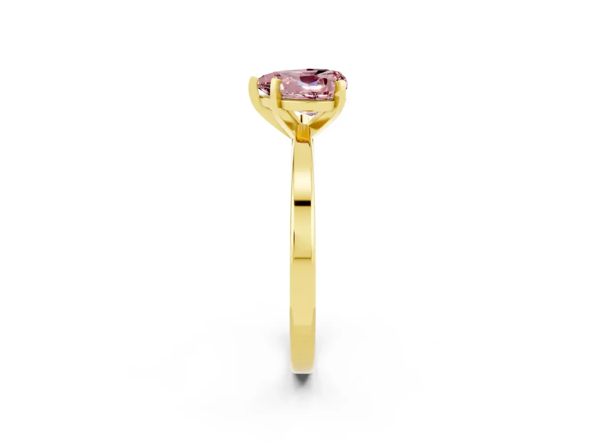 Heart Cut Morganite Solitaire Engagement Ring with Classic Band and Four-Prong Setting Yellow gold