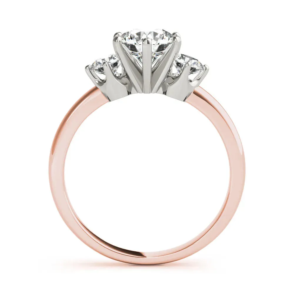 Three-Stone Round Cut Cut Solitaire Diamond Ring with Prong Setting Rose gold