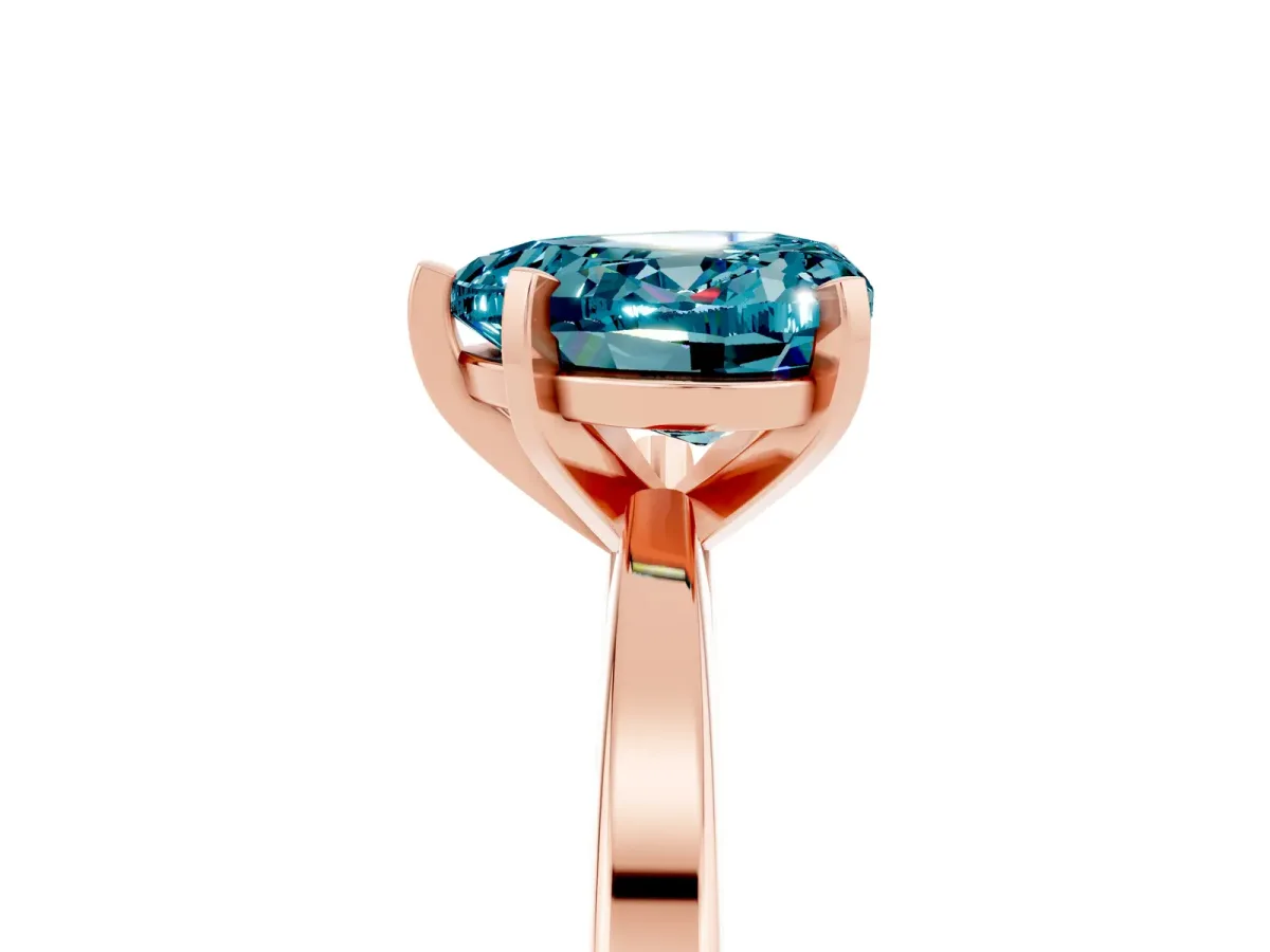 Heart Cut Blue Topaz Solitaire Engagement Ring with Classic Band and Four-Prong Setting Rose gold