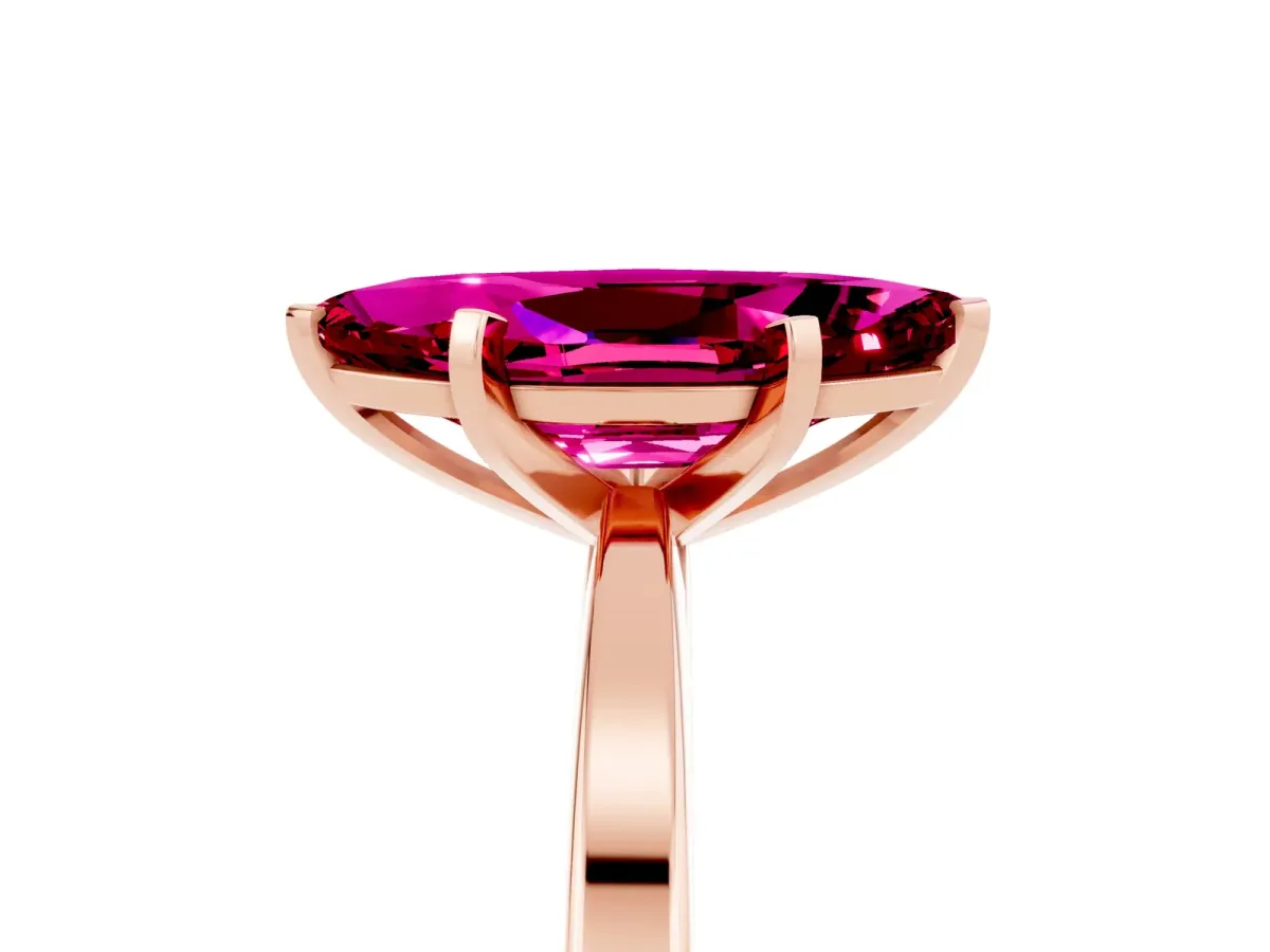 Marquise Cut Garnet Solitaire Engagement Ring with Classic Band and Four-Prong Setting Rose gold