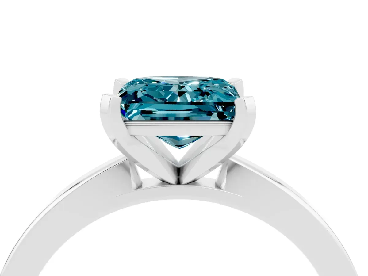 Princess Cut Blue Topaz Solitaire Engagement Ring with Classic Band and Four-Prong Setting White gold