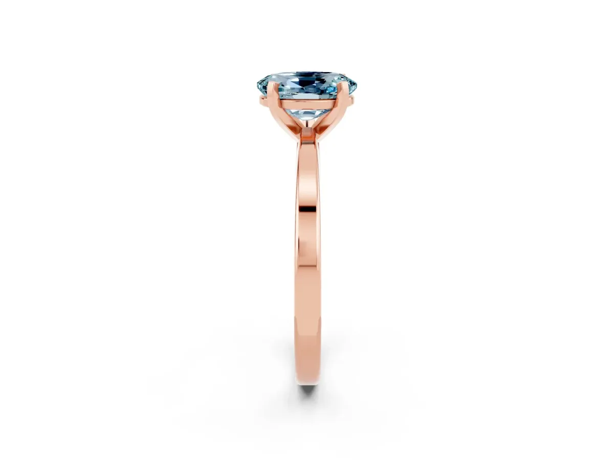Oval Cut Aquamarine Solitaire Engagement Ring with Classic Band and Four-Prong Setting Rose gold